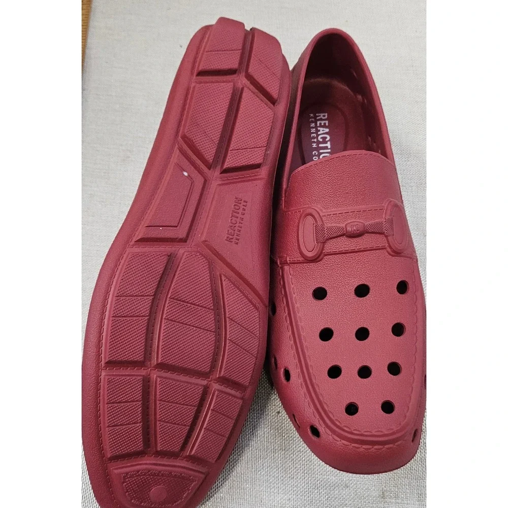 Kenneth Cole Reaction Loafers Men 12 Burgundy Water Shoes Perforated Slip-On